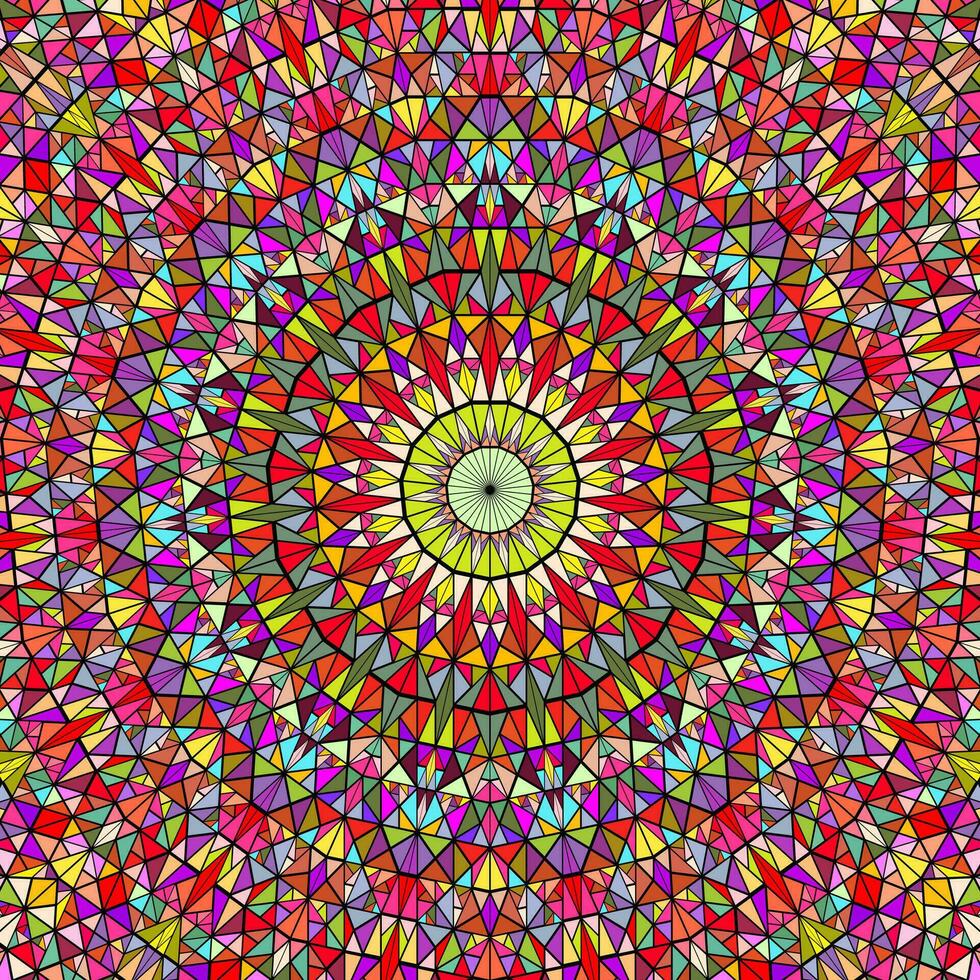 Polygonal circular tiled pattern mosaic background design - psychedelic vector graphic from triangle tiles
