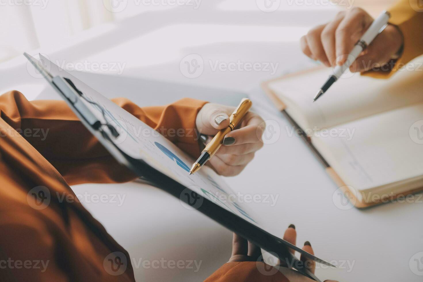 Team of business people working together in the meeting room office, teamwork background charts and graphs banner, double exposure successful teamwork,business planning concept. photo