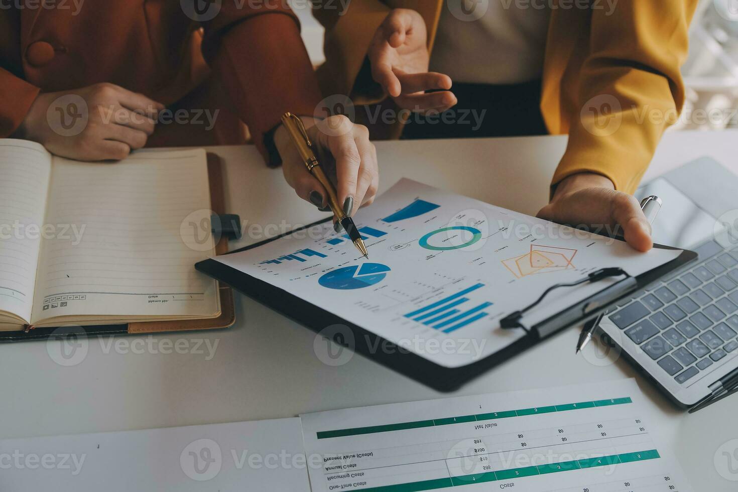 Team of business people working together in the meeting room office, teamwork background charts and graphs banner, double exposure successful teamwork,business planning concept. photo