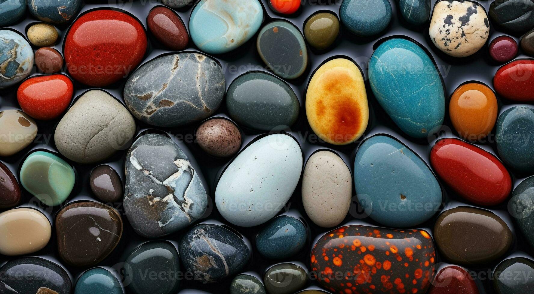 AI generated colored beach stones background, stones, colored stones photo