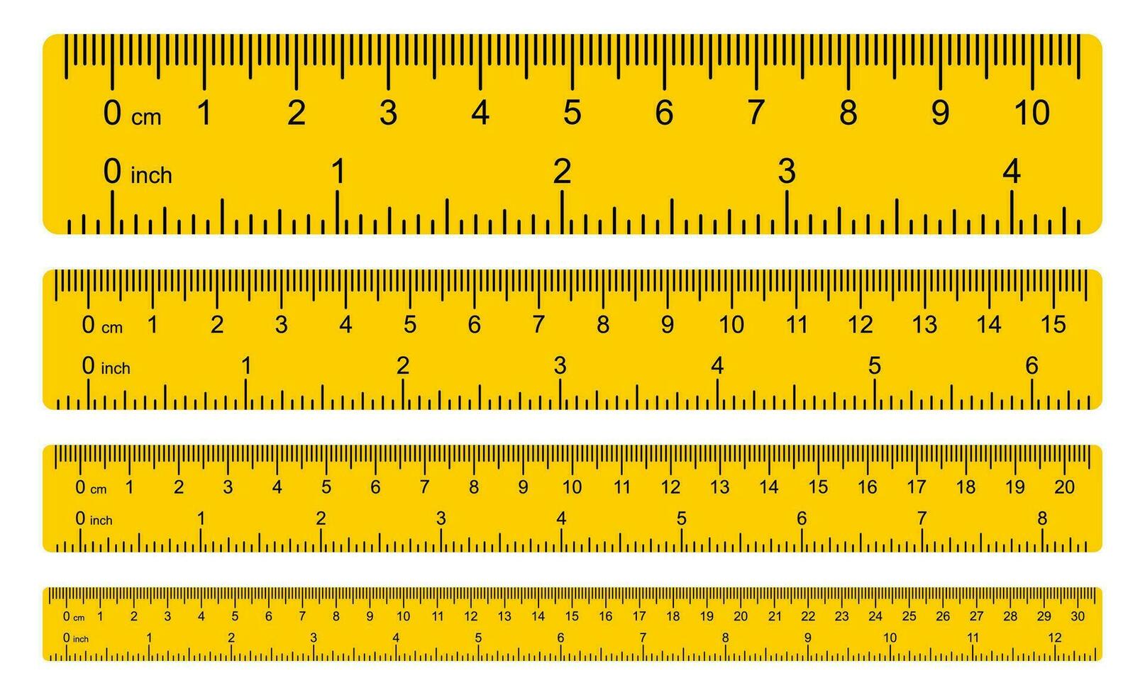 regla con números para medición longitud vector