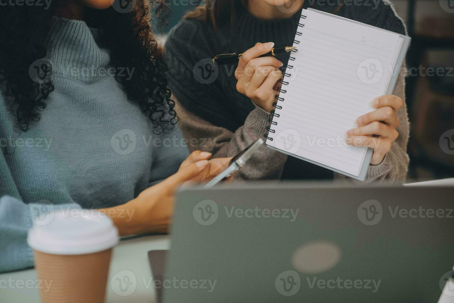 Asian businesswoman working on laptop computer Look for job online, freelance looking and typing on notebook on table, lifestyle of woman studying online photo