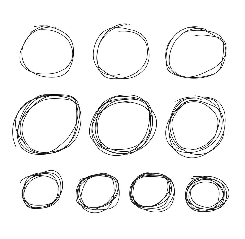 Set of hand drawn circle scribbles vector illustration