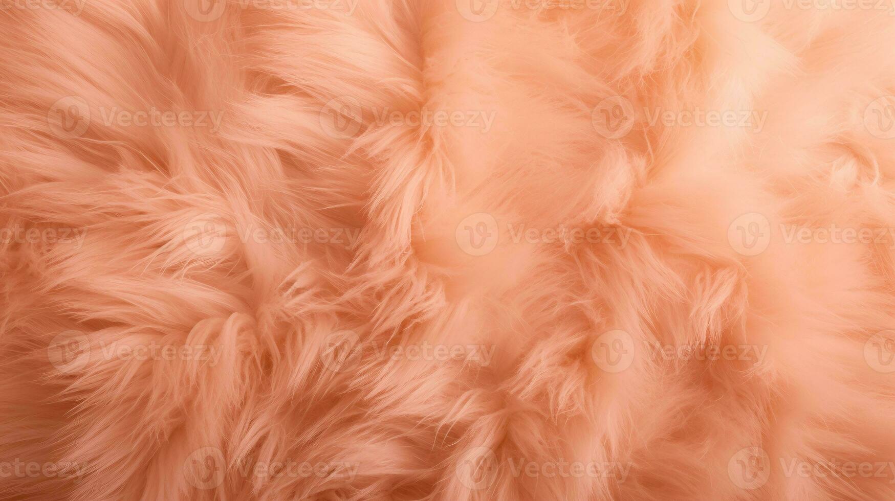 AI generated Fluffy Peach Fuzz colored fur detail for elegant fashion design or deluxe crafting backdrop. photo