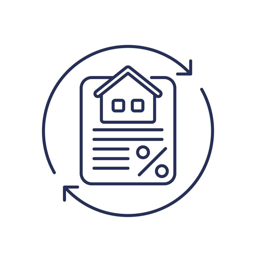 mortgage refinance, lower interest rate line icon vector