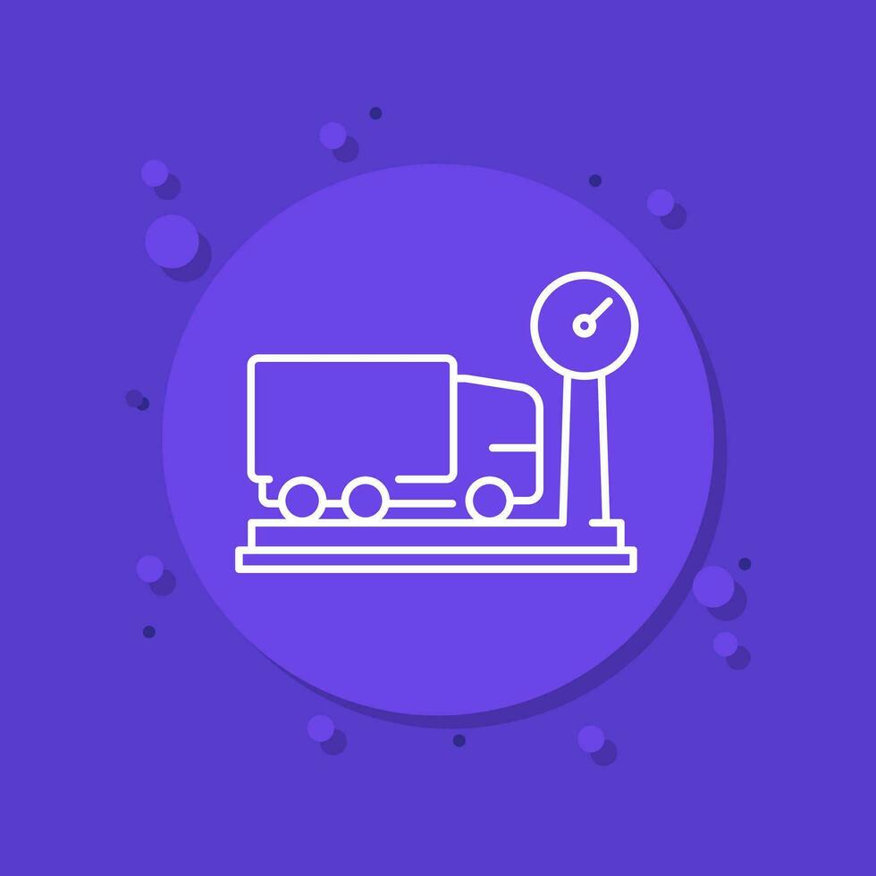 truck weight line vector icon with scales