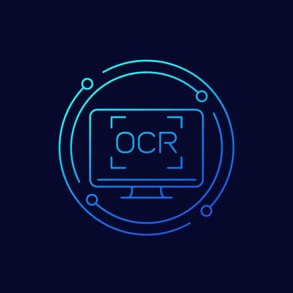 OCR, Optical character recognition line icon vector