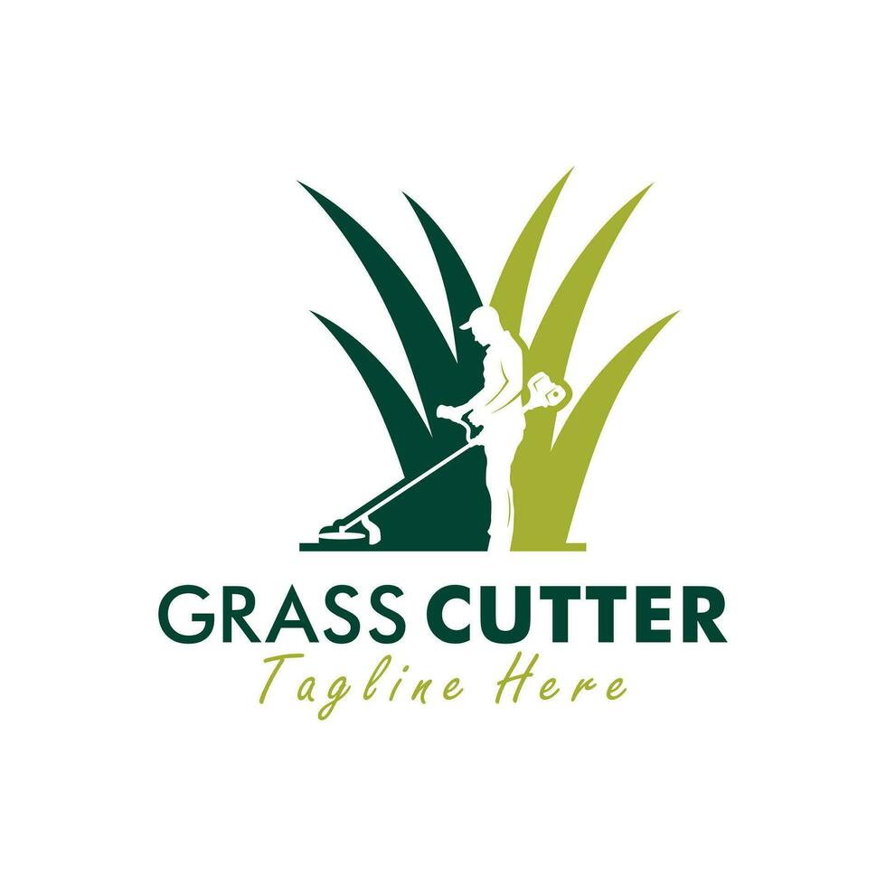 grass cutter illustration logo vector