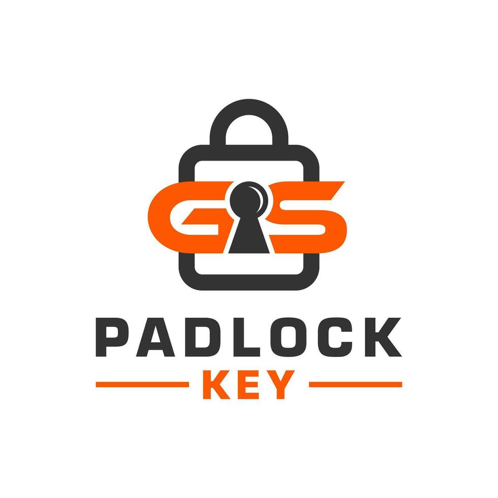 logo illustration of a key padlock with the letter GS vector