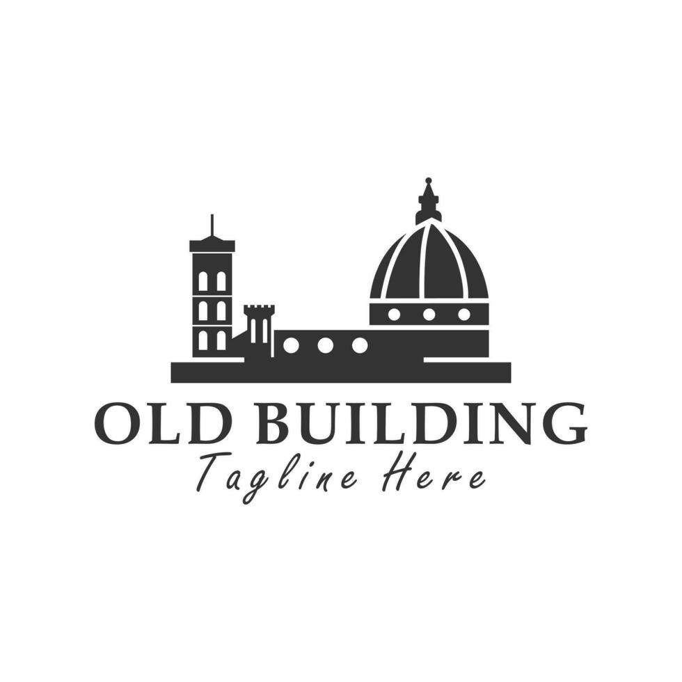 antiguo edificio vector ilustración logo