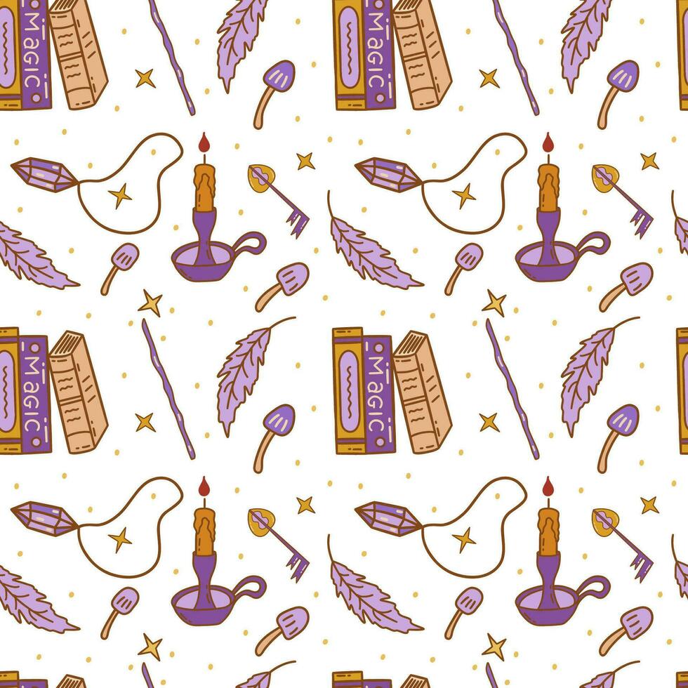 Seamless pattern with magic elements. Vector print