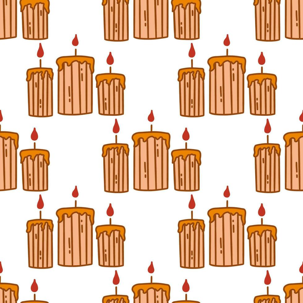 Seamless pattern with burning candles. Vector print