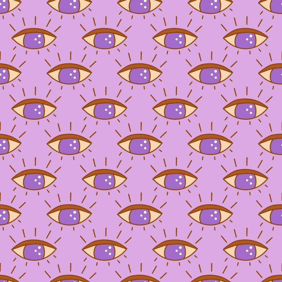 Seamless pattern with open third eye. Vector background