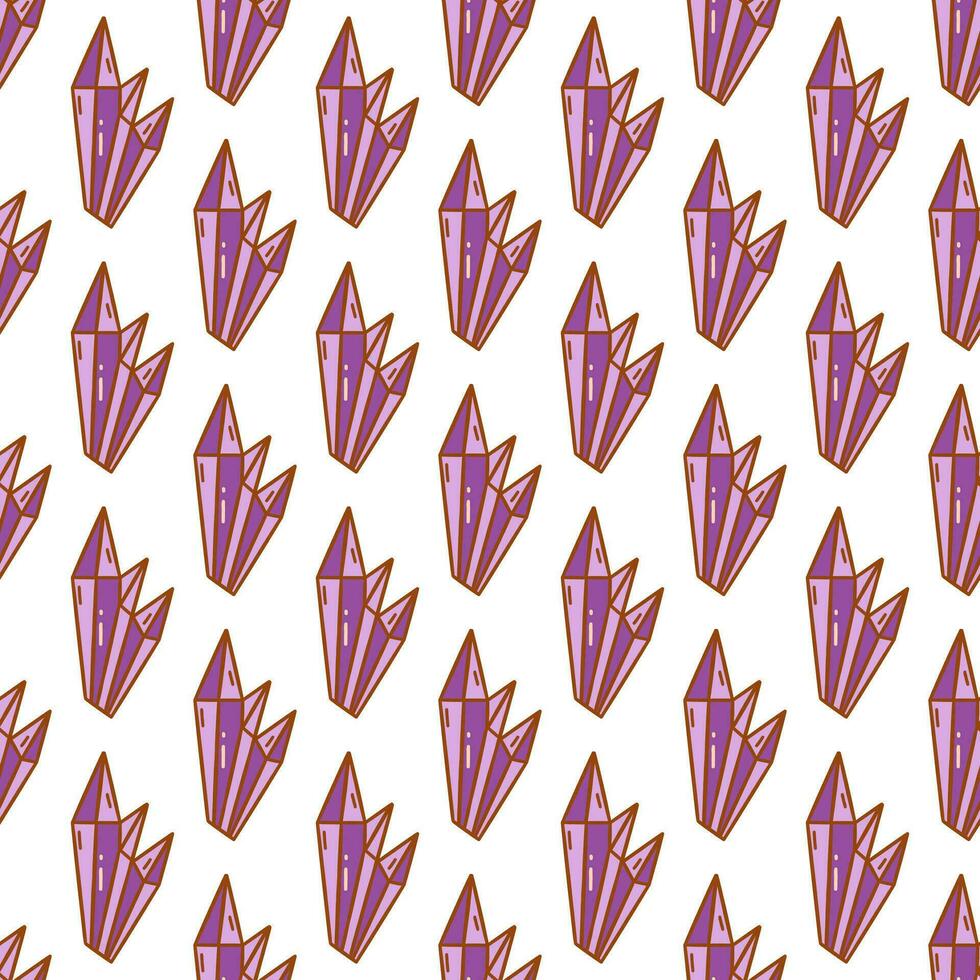 Seamless pattern with crystal purple diamond. Vector print