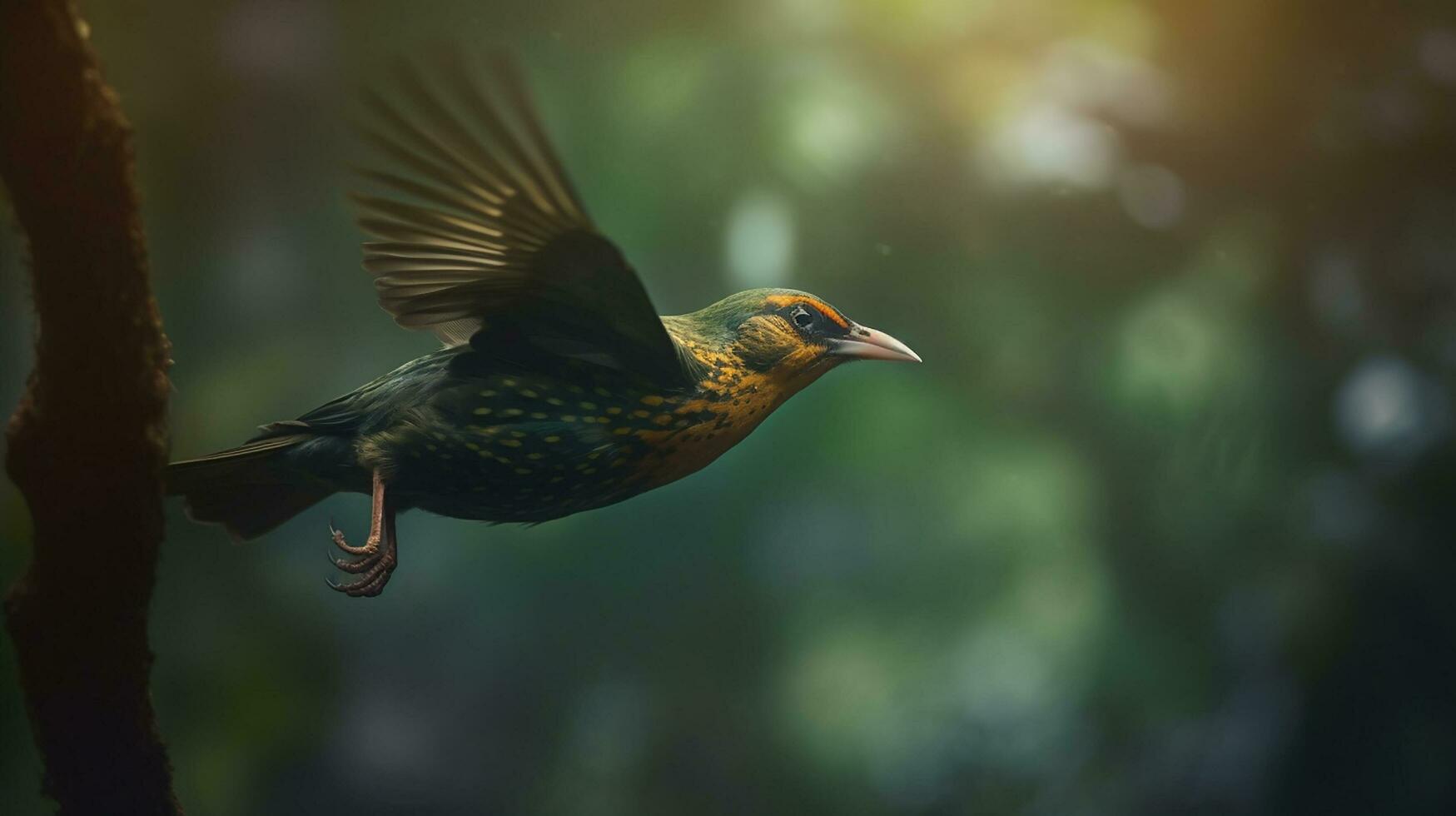 AI generated Birds flying in calm scenery, the beauty of nature in vibrant colors generative AI photo