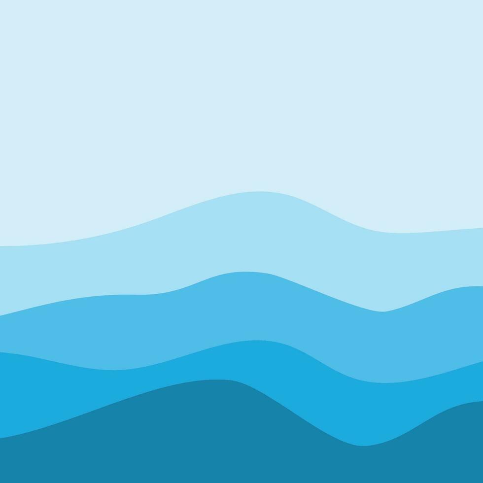 Water Wave Background Design, Abstract Vector Blue Ocean Walpaper Template