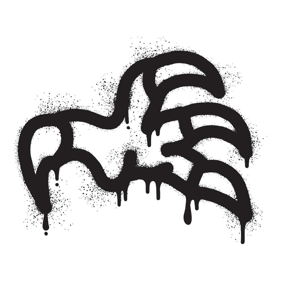 Eagle claw graffiti drawn with black spray paint vector