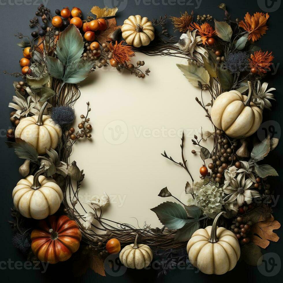AI generated blank thanksgiving celebration invitation template with copy space photo