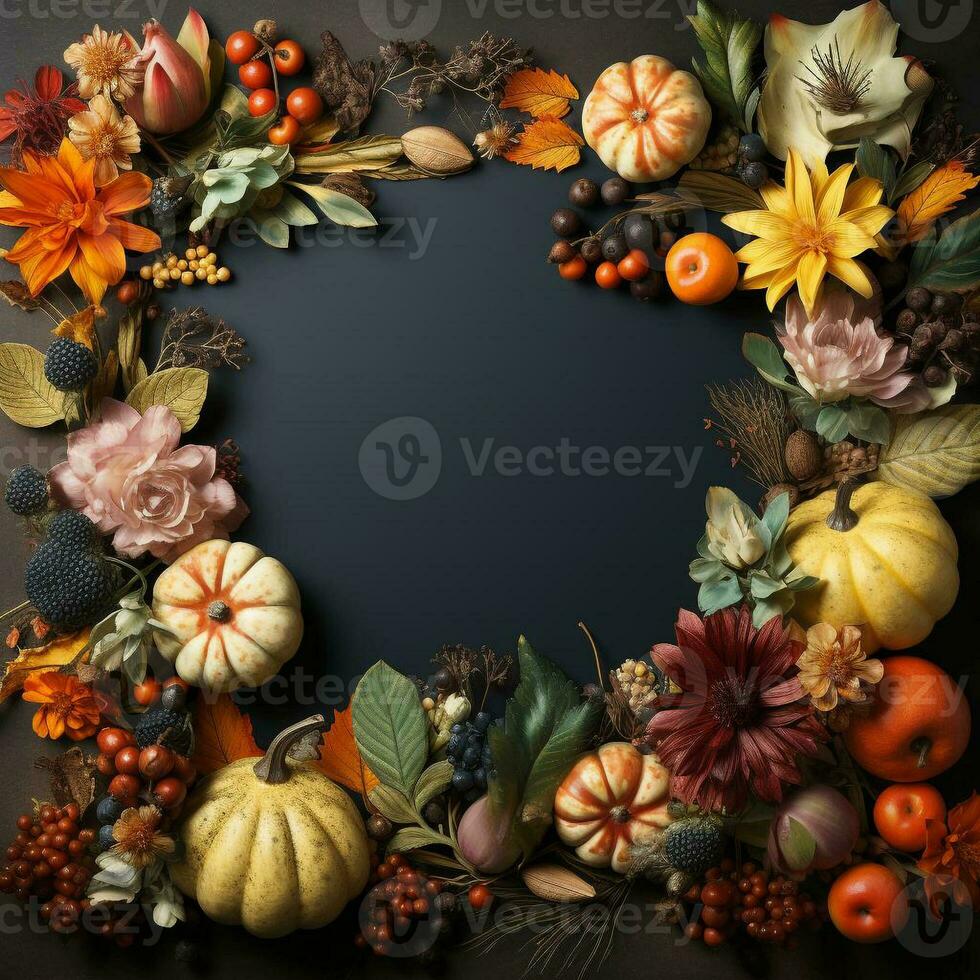 AI generated blank thanksgiving celebration invitation template with copy space photo