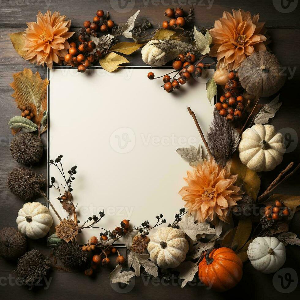 AI generated blank thanksgiving celebration invitation template with copy space photo