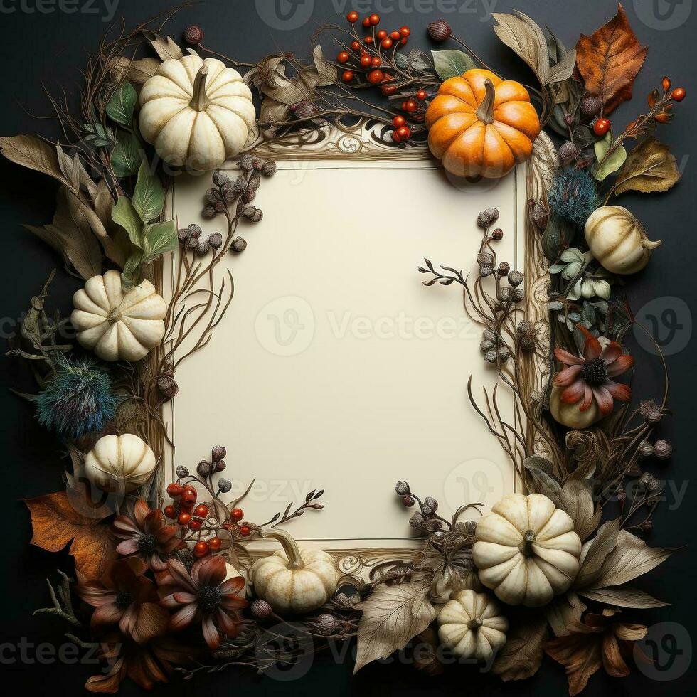 AI generated blank thanksgiving celebration invitation template with copy space photo