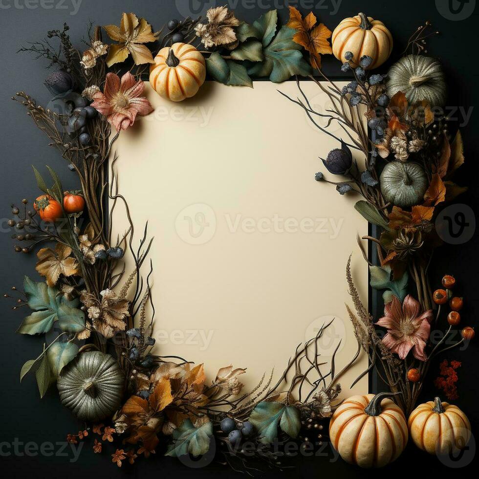 AI generated blank thanksgiving celebration invitation template with copy space photo