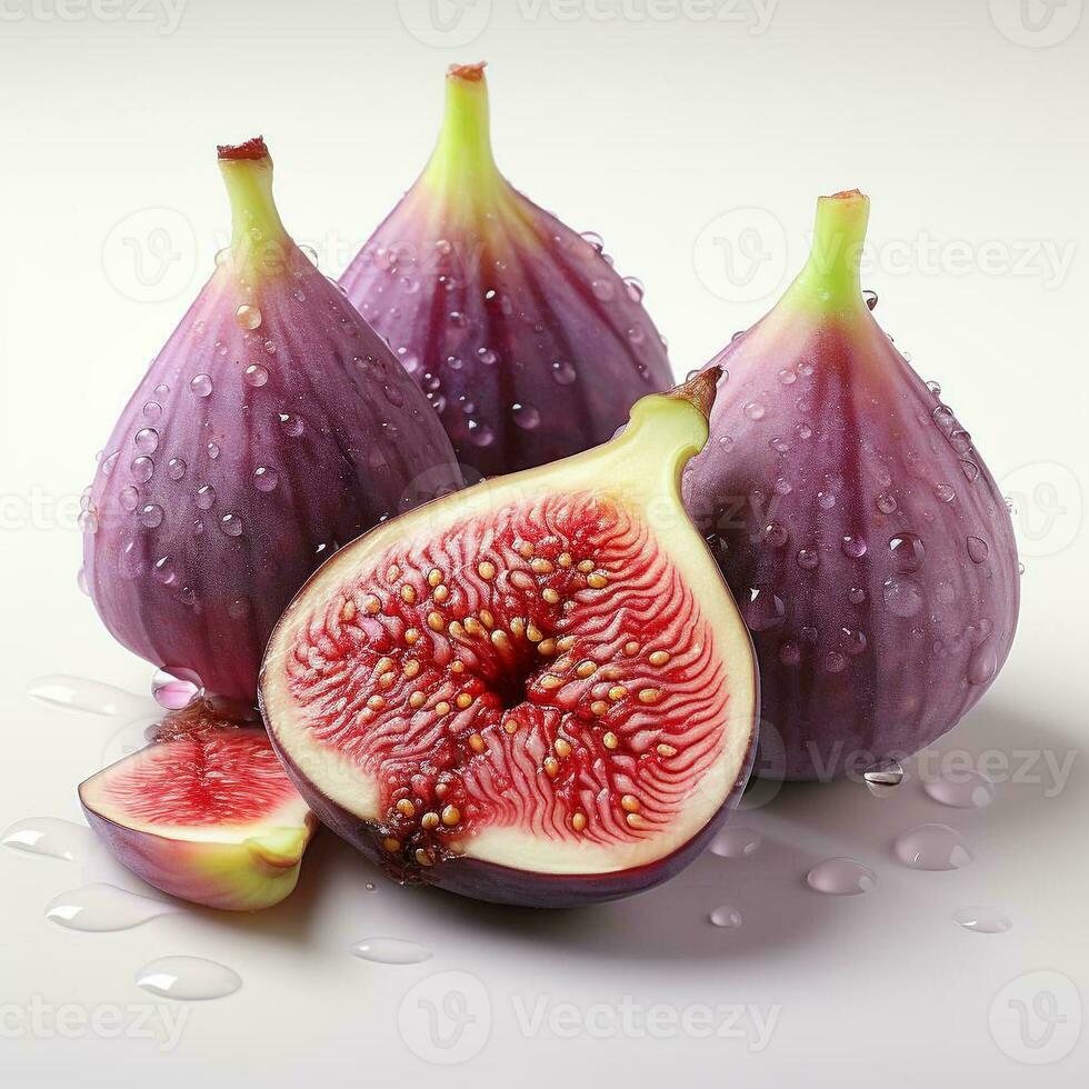 AI generated closeup photo of figs on an isolated white background