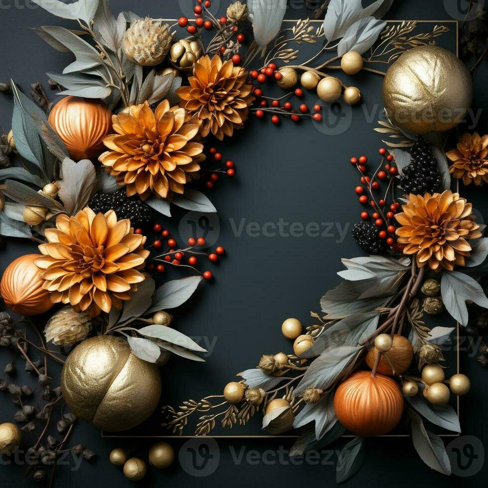 AI generated blank thanksgiving celebration invitation template with copy space photo