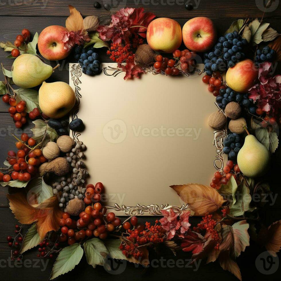 AI generated blank thanksgiving celebration invitation template with copy space photo