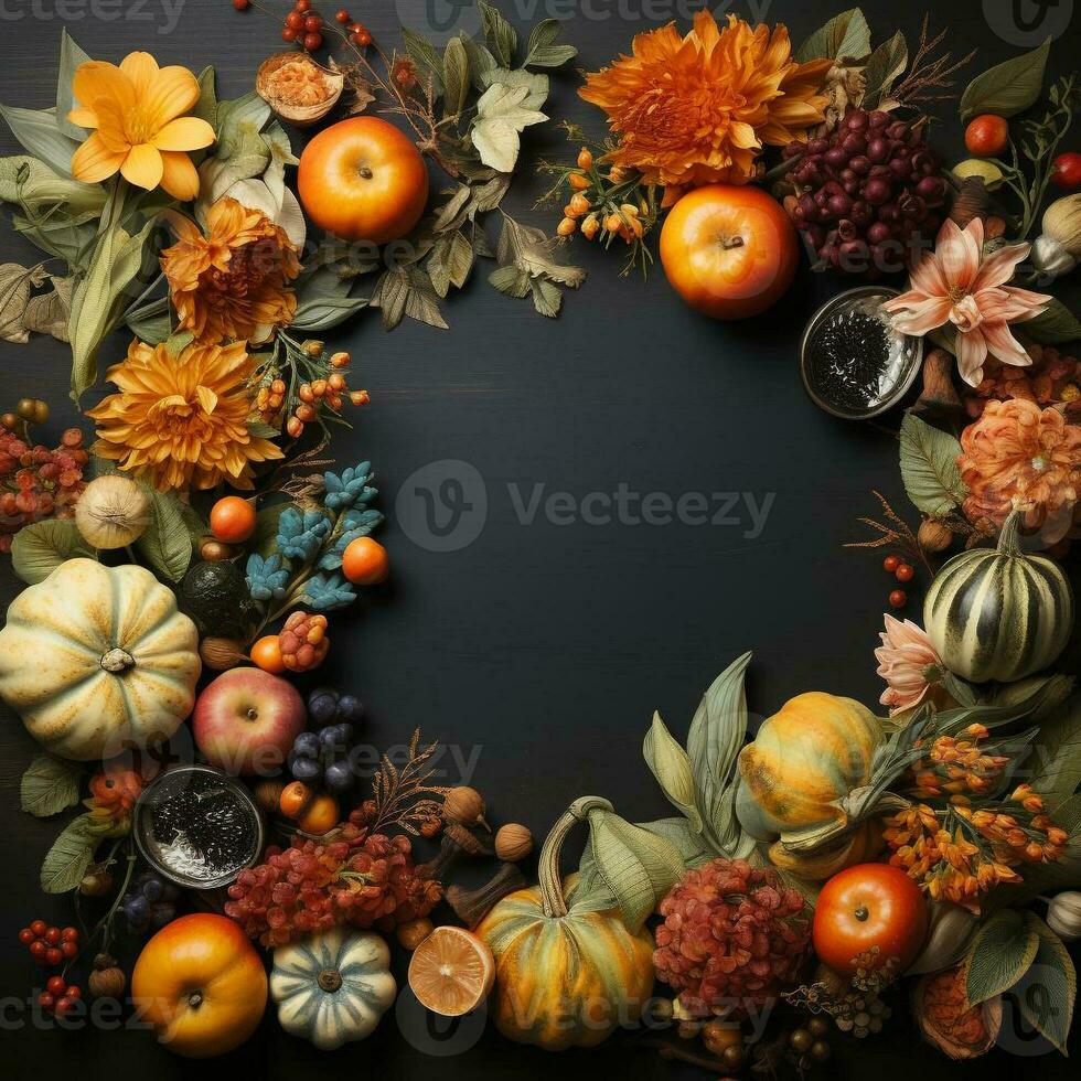 AI generated blank thanksgiving celebration invitation template with copy space photo