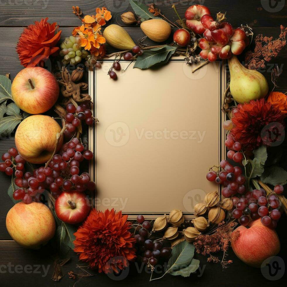 AI generated blank thanksgiving celebration invitation template with copy space photo