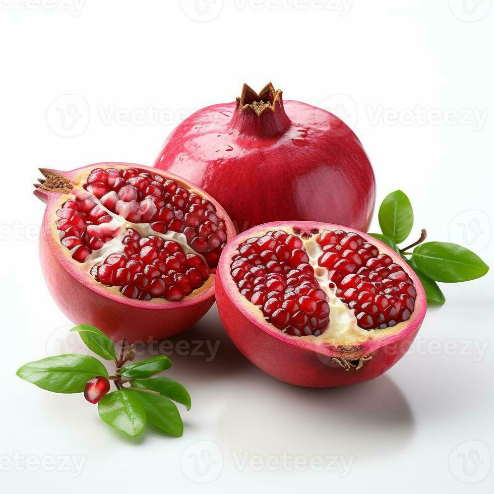 AI generated closeup photo of pomegranate on isolated white background