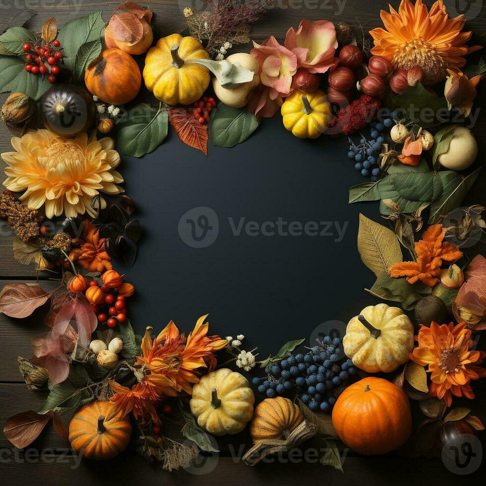 AI generated blank thanksgiving celebration invitation template with copy space photo