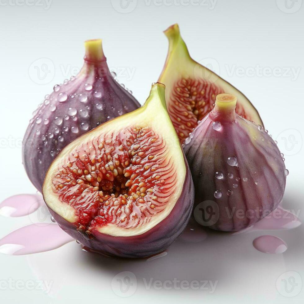 AI generated closeup photo of figs on an isolated white background