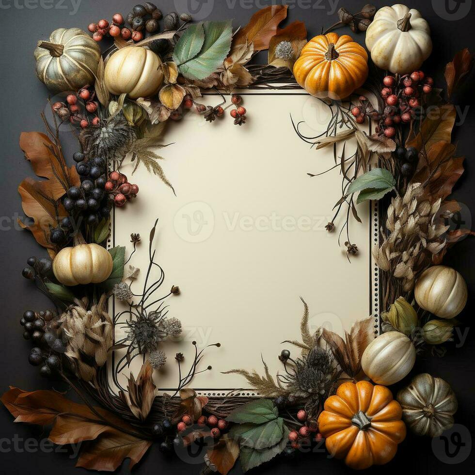 AI generated blank thanksgiving celebration invitation template with copy space photo