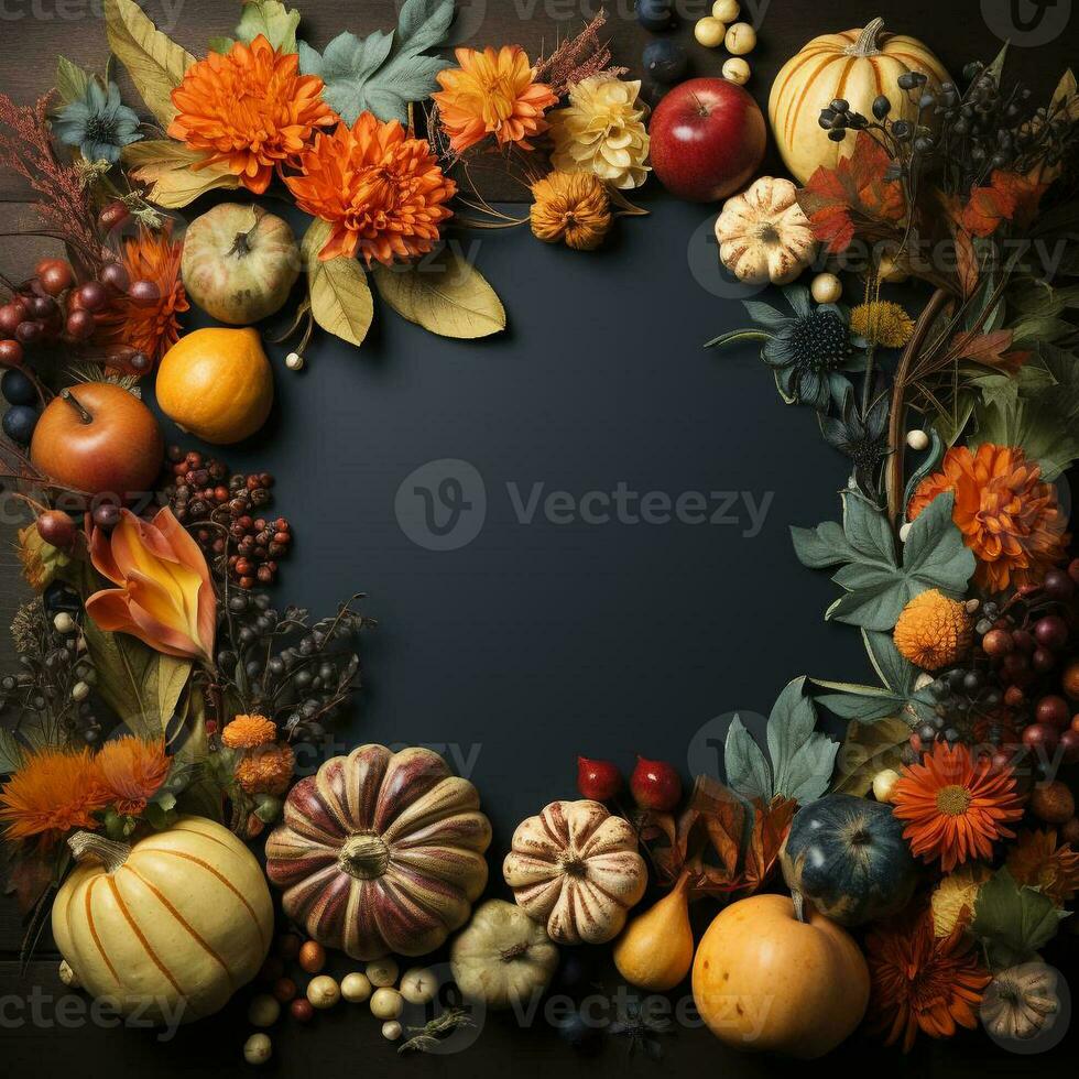 AI generated blank thanksgiving celebration invitation template with copy space photo