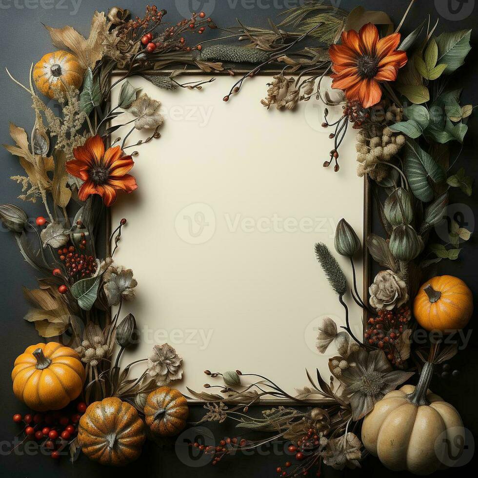 AI generated blank thanksgiving celebration invitation template with copy space photo