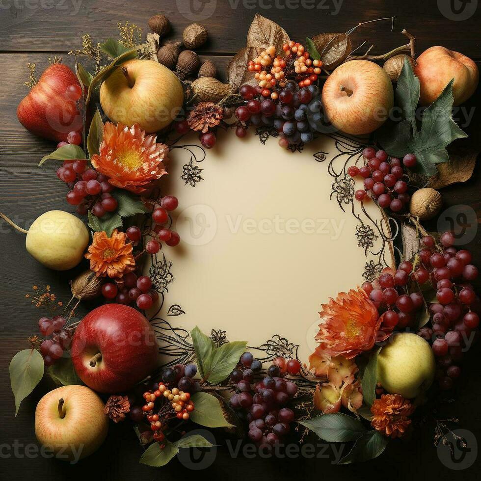 AI generated blank thanksgiving celebration invitation template with copy space photo