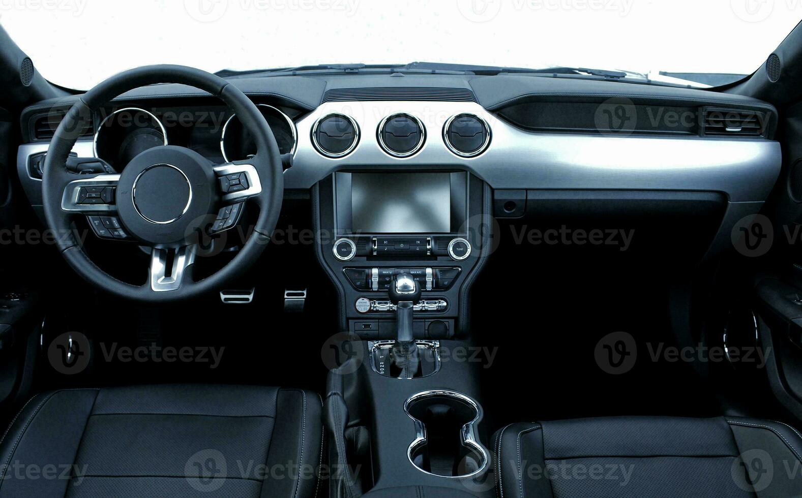 Buttons And Electronic Controls On A Front Panel Inside Modern Car photo