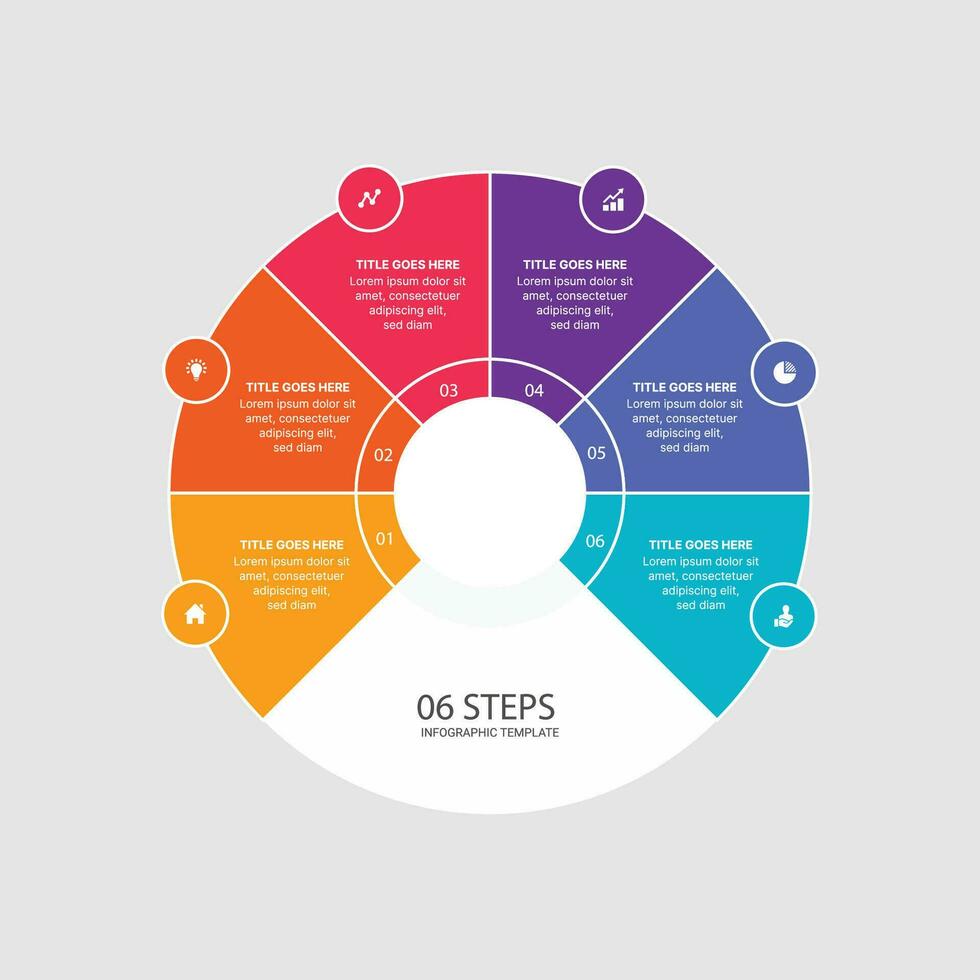 circulo redondo ciclo negocio infografía diseño modelo con 6 6 opciones vector