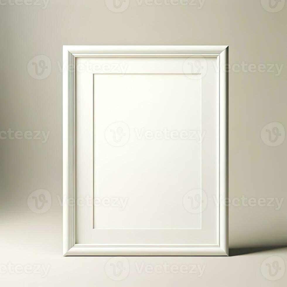 ai generado blanco marco Bosquejo estilo en beige antecedentes en Mañana ligero foto