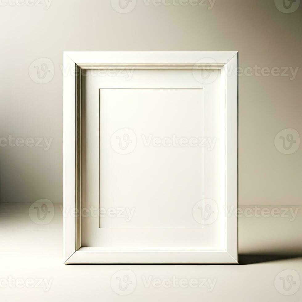 AI generated White frame mockup style on beige background in morning light photo