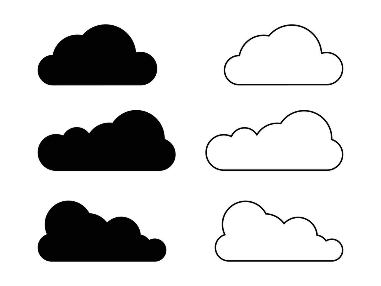 Tres diferente nube íconos en diferente formas vector