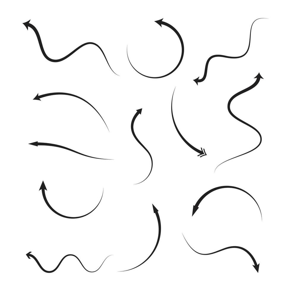 a set of different curved arrows on a white background vector