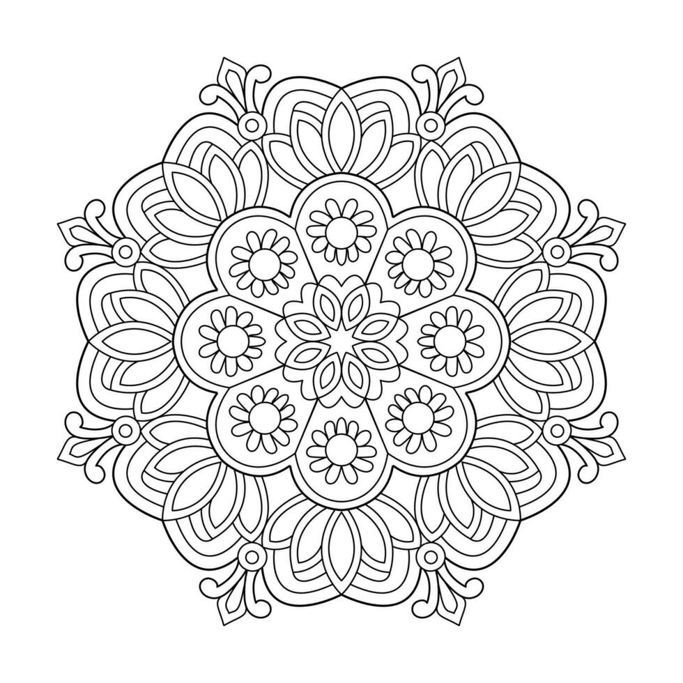 Geometric Mandala Flower Design coloring book vector file