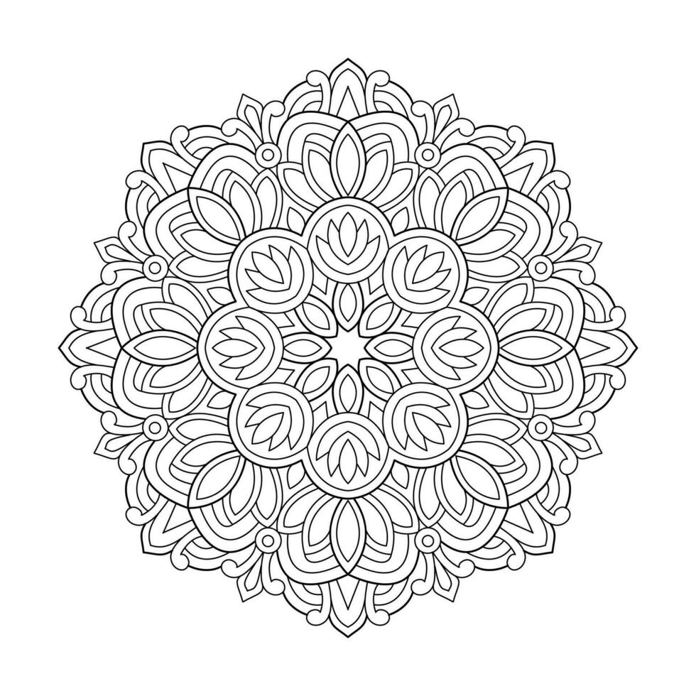 Flower Floral Mandala Design coloring book page vector file