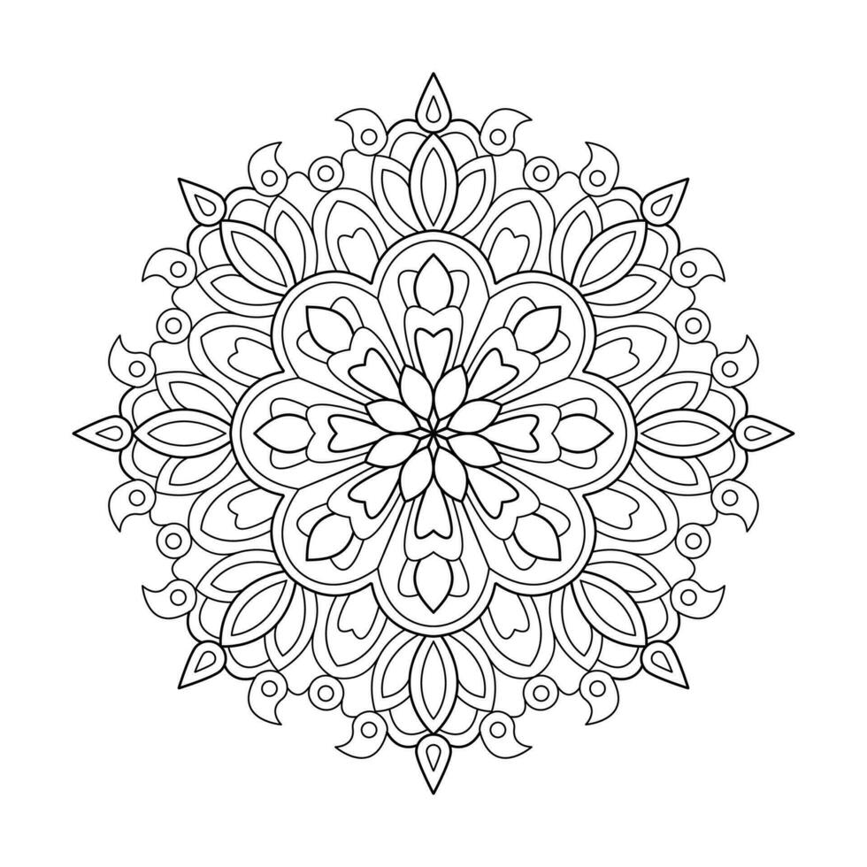 Elegant Simple Mandala Flower Design coloring book vector file