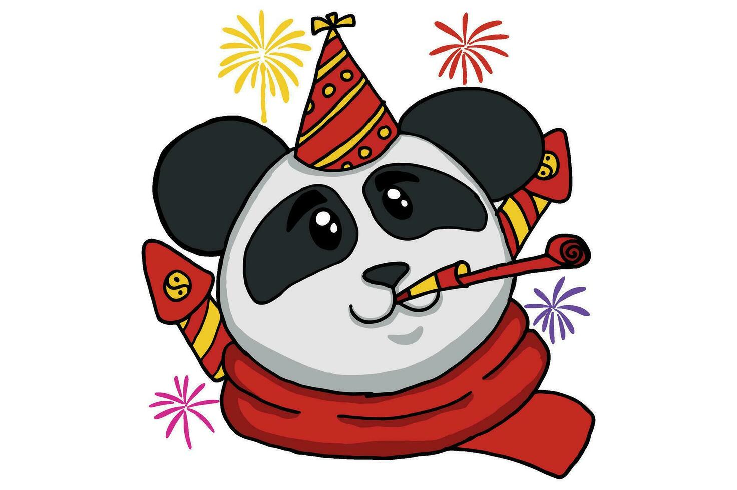 panda celebrando nuevo año sublimación vector