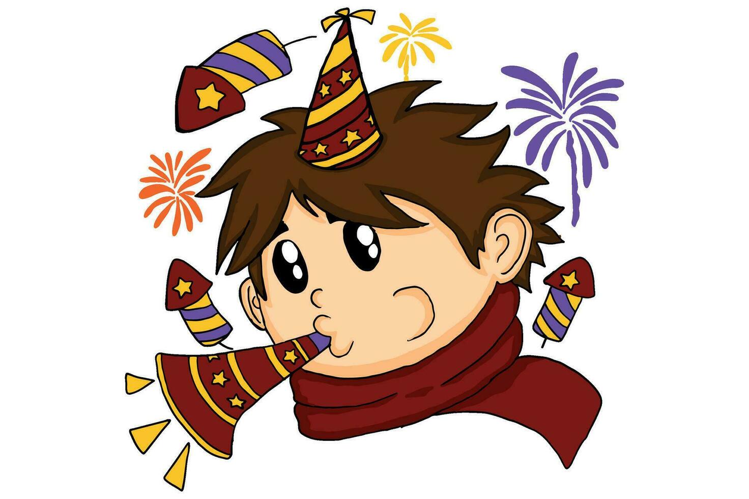 Boy Celebrating New Year Sublimation vector