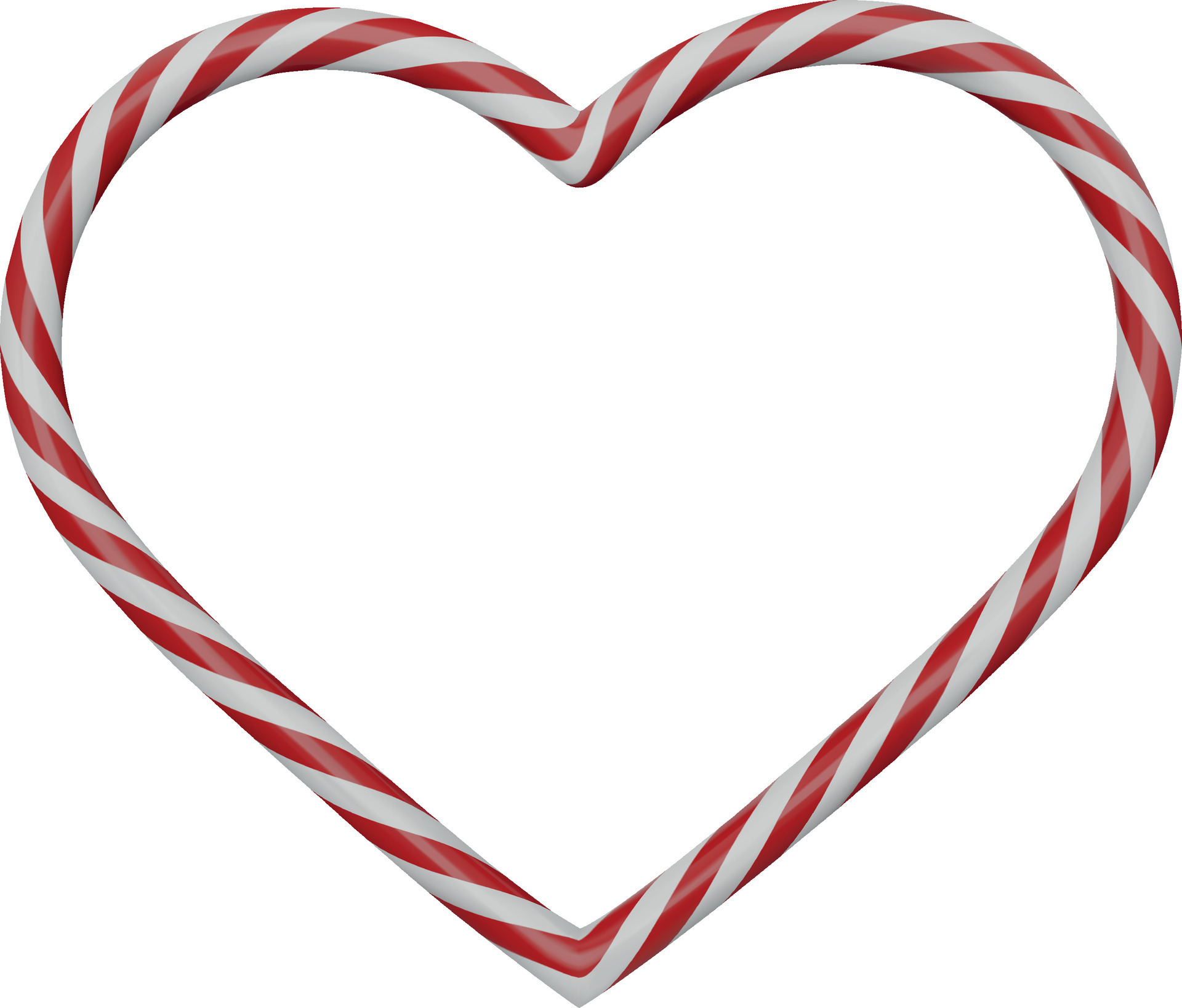 candy cane heart. valentine's day frame. 3d heart shaped candy cane